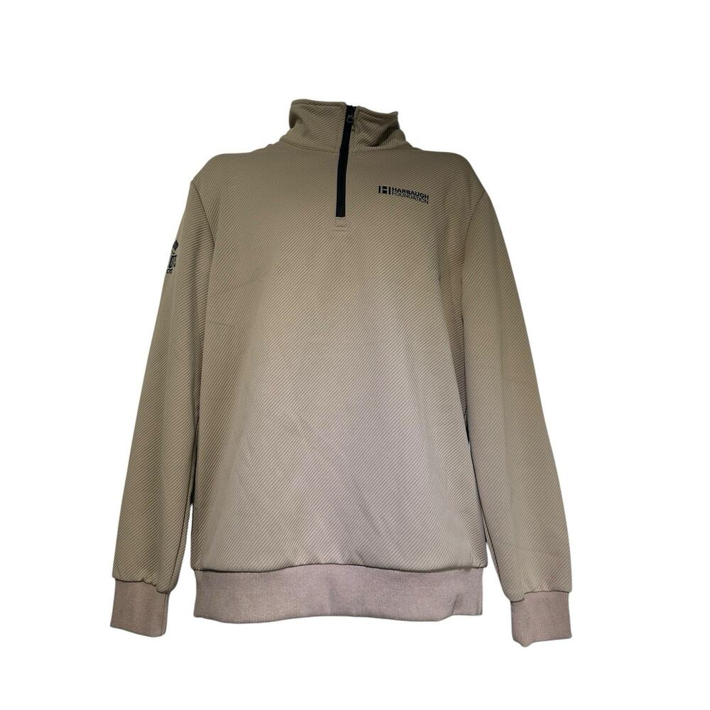 coofandy harbaugh foundation 1/4 zip brown ribbed pullover sweater Size L